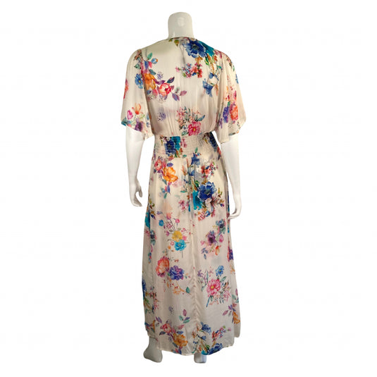 Tolani Cream Floral Maxi Dress on mannequin back view