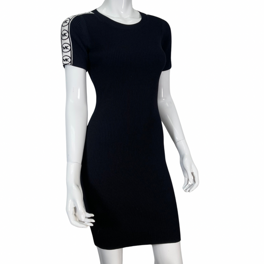 Michael Kors Chick Black Knitted Mini Dress, front view
