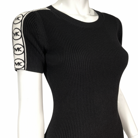 Michael Kors Chick Black Knitted Mini Dress close up view