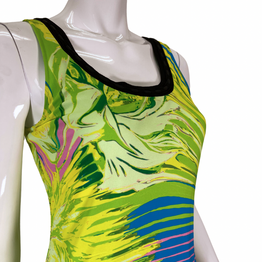 Roberto Cavalli Abstract Colorful Neon Dress on mannequin bust view