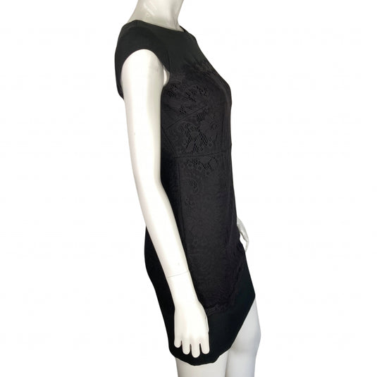 Black Scalloped Lace Combo Sheath Dress (S)