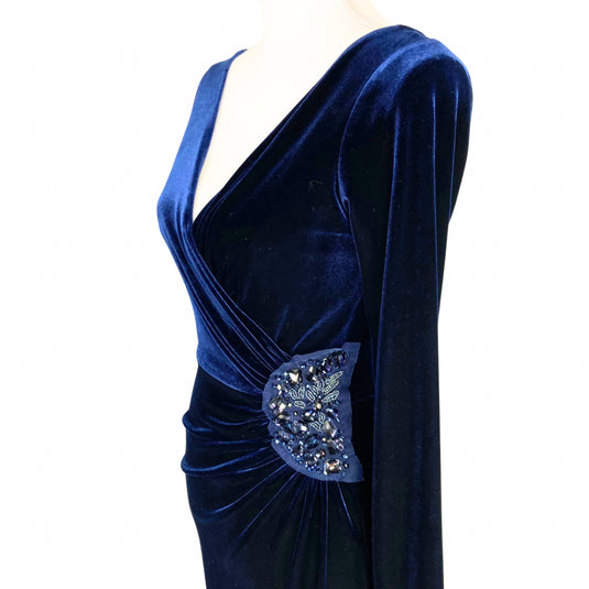 Teri Jon Velvet Blue Dress