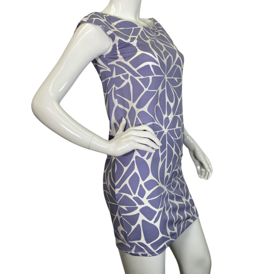 stylish preloved Tori Richard Unique Purple Dress with White Pattern