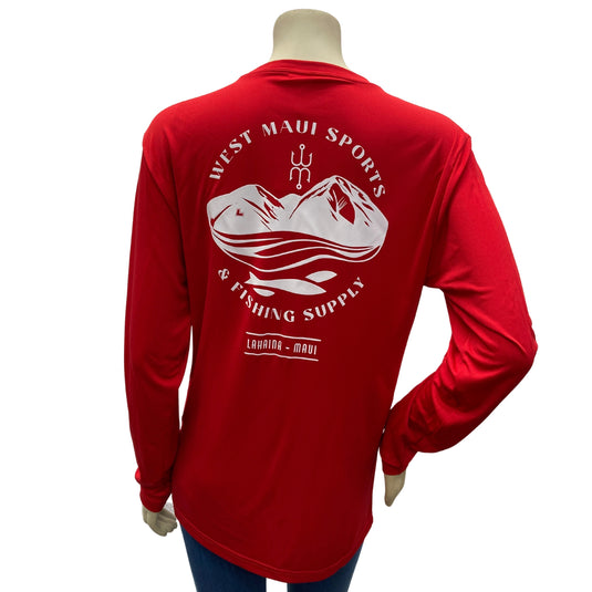 Moisture-Wicking, PosiCharge Long Sleeve Red Fisherman's Shirt