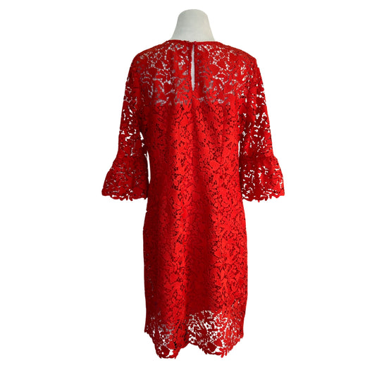 Boden Red Lace Dress on mannequin back view