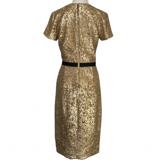 Burberry Gold Sequin Cocktail Dress on mannequin back view