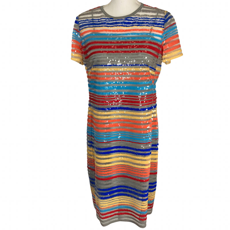 Load image into Gallery viewer, Rainbow Sequin Stripes Dress (M)
