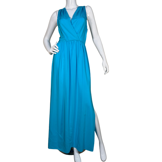 Amanda Uprichard Teal Blue Floor-Length Silk Dress