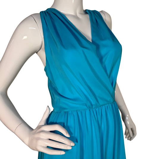 Amanda Uprichard Teal Blue Floor-Length Silk Dress