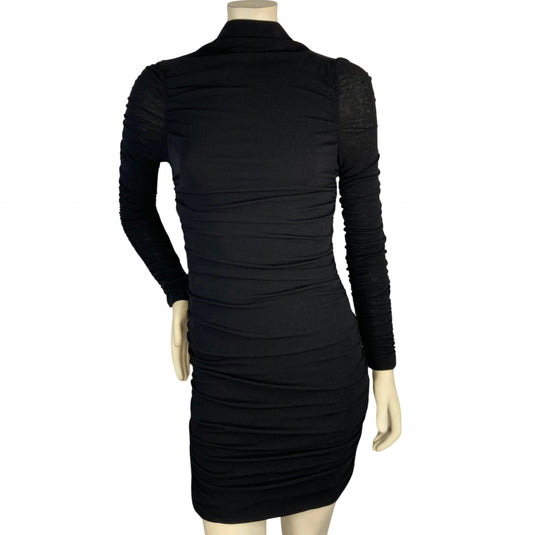 ASTR Mini Black Dress with Raised Neck front view
