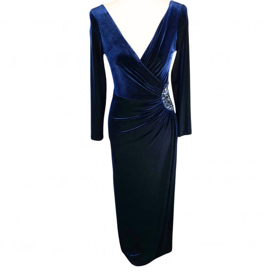 Teri Jon Velvet Blue Dress