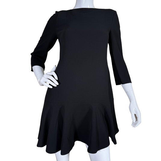 timeless Kate Spade Black Fit-and-Flare Dress with Ruffle Hem features a clean, minimalist silhouette with a flattering fit-and-flare shape
