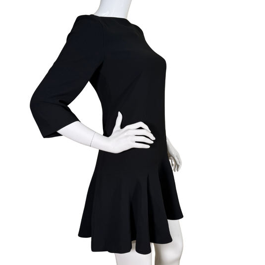 timeless Kate Spade Black Fit-and-Flare Dress with Ruffle Hem features a clean, minimalist silhouette with a flattering fit-and-flare shape