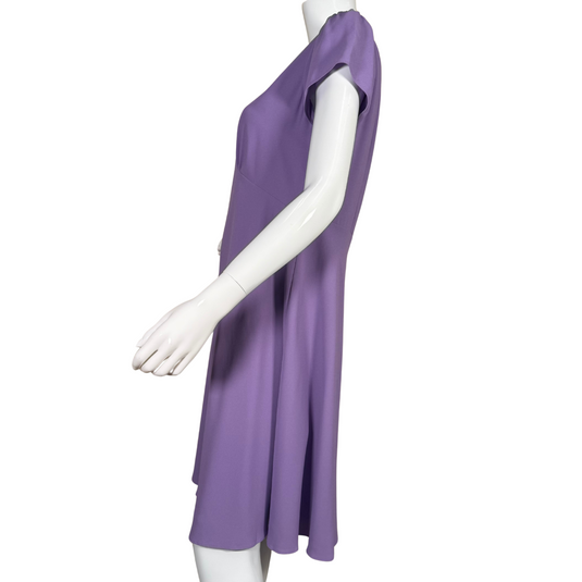 charming donated Talbots Lavender Short-Sleeve Midi Dress features short sleeves and a soft, flowing A-line silhouette that falls to a midi length