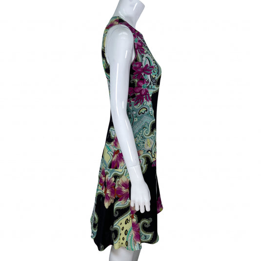 Etro Drop Waist Purple Flowers Dress on mannequin side view