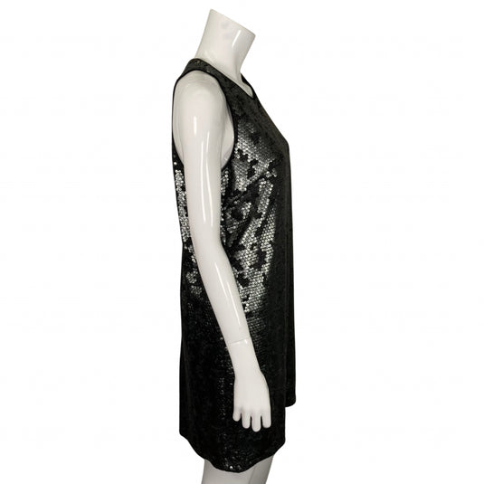 Laundry by Shelli Segal Gray Sequins Party Dress on mannequin side view