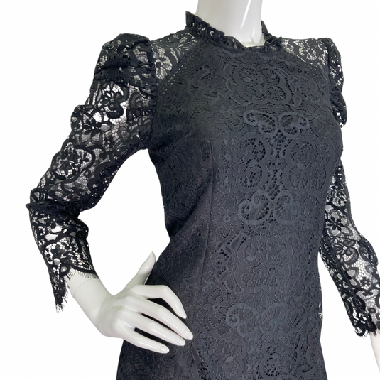 Lilly Pulitzer Elegant Mini Black Lace vintage-inspired dressDress close up view of the delicate lace