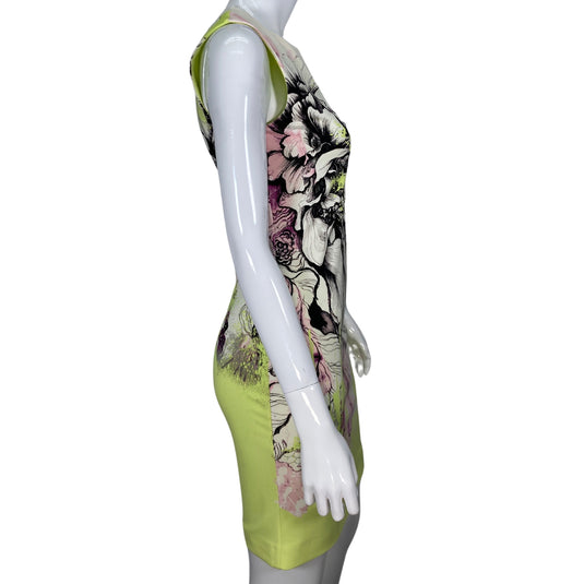 Roberto Cavalli Neon Illustrated Flower Dress on mannequin side view