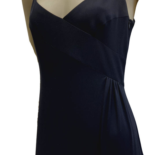 Giorgio Armani Black Silk Gown on mannequin up close front view