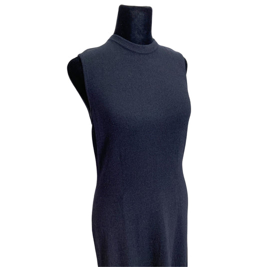 St John Black Sweater Dress front view close up
