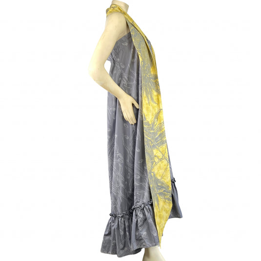 Nake'u Awai Hand Printed Mu'umu'u and Sash full side view right