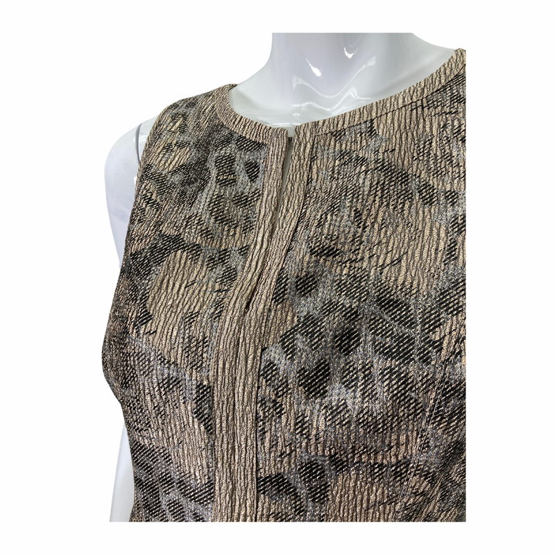 Load image into Gallery viewer, Vince Camuto Metallic Gold Dress on mannequin front detail view
