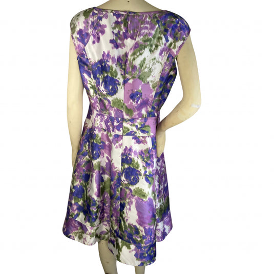 Purple Green and White Print Dress (1X)
