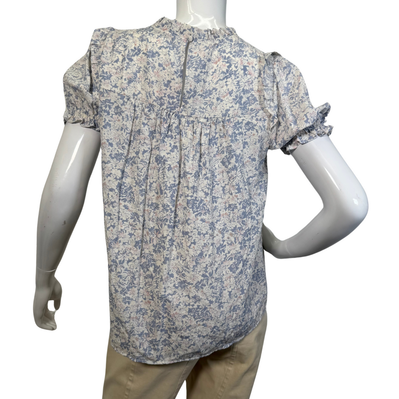 Load image into Gallery viewer, Eden In Love Delicate Light Blue Floral Blouse
