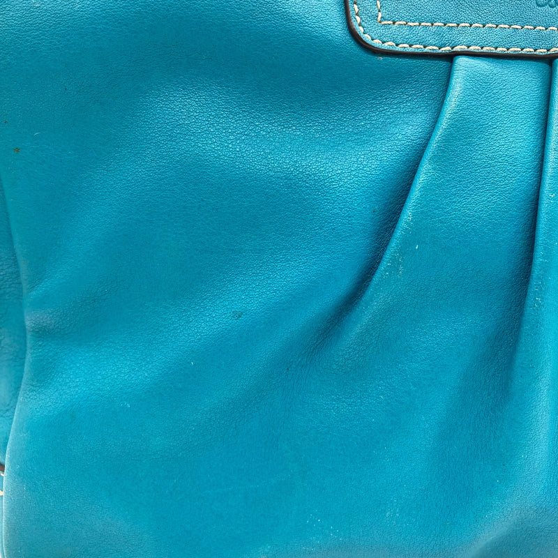 Load image into Gallery viewer, Coach Turquoise Handbag front detail view
