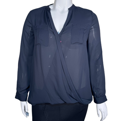 Maeve Sheer Black - Navy Blue Blouse