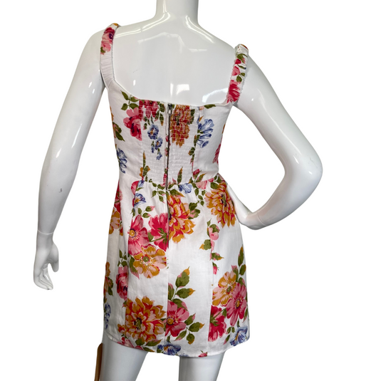 Sleeveless Reformation Colorful Floral Linien Mini Dress - black side view