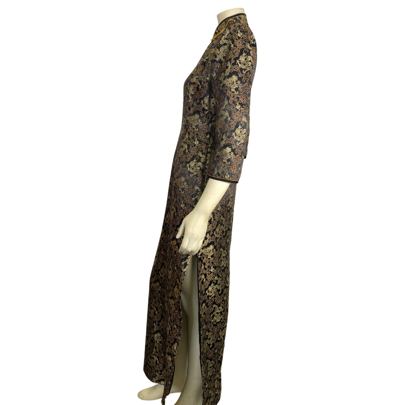 Load image into Gallery viewer, Vintage Gold Dragon Cheongsam on mannequin side view
