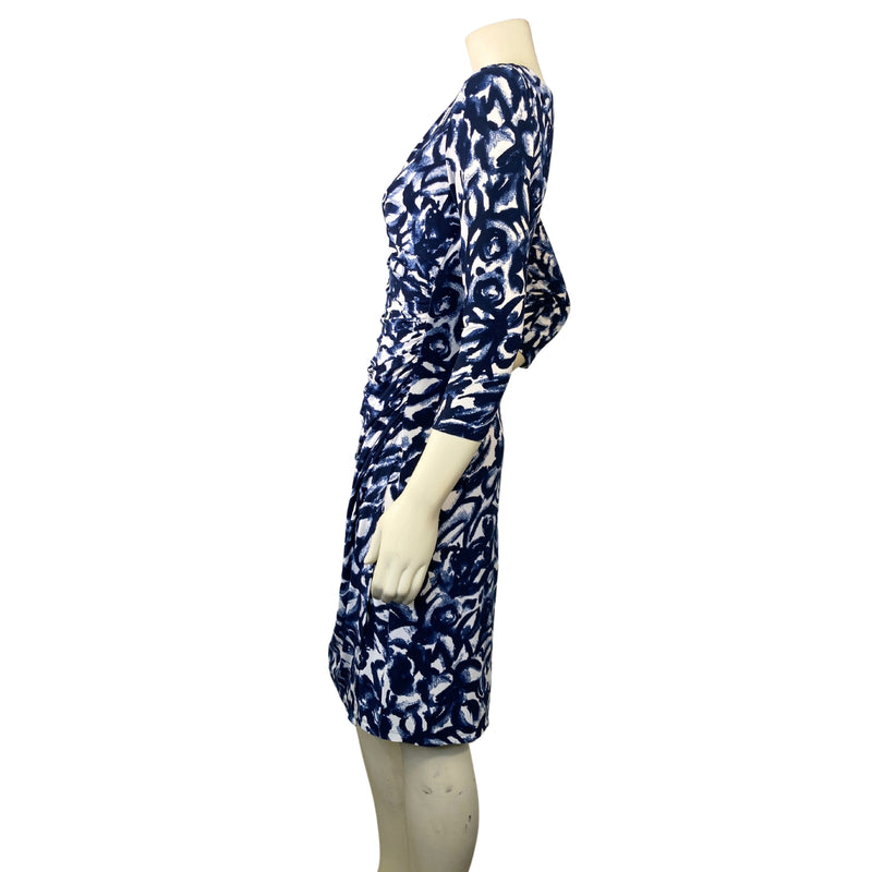 Load image into Gallery viewer, Navy &amp; White V-Neck Dress (S)
