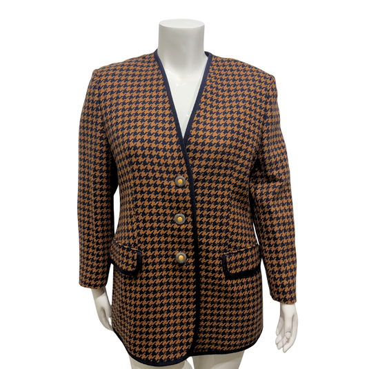Vintage Givenchy Brown Houndstooth Skirt Suit