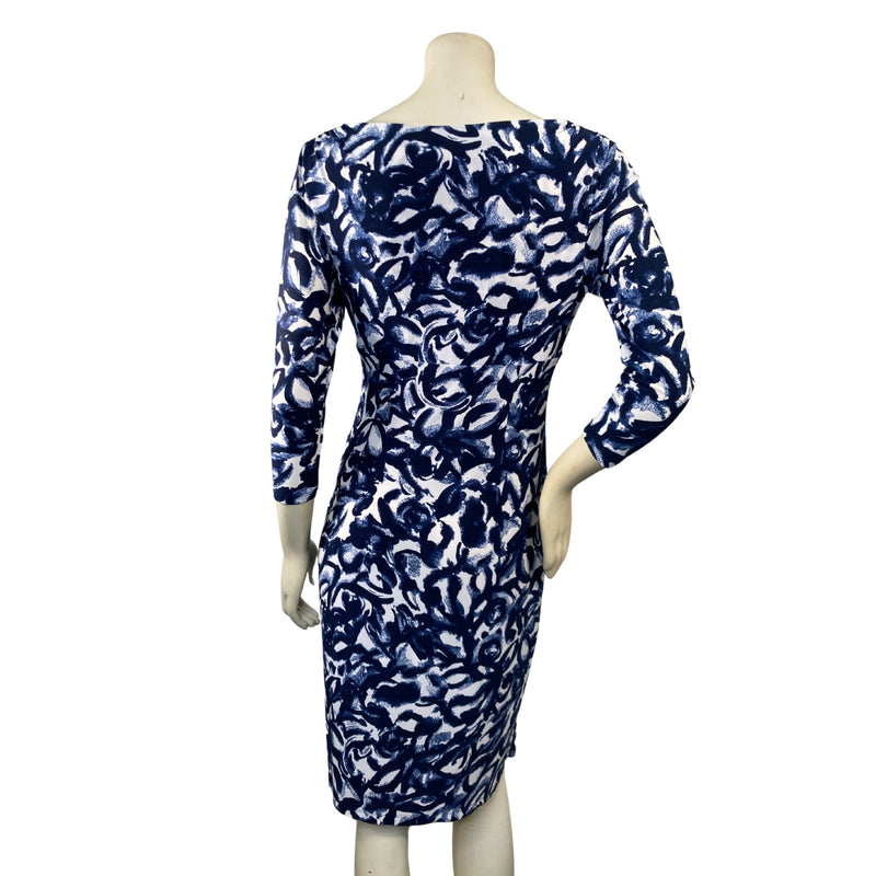 Load image into Gallery viewer, Navy &amp; White V-Neck Dress (S)
