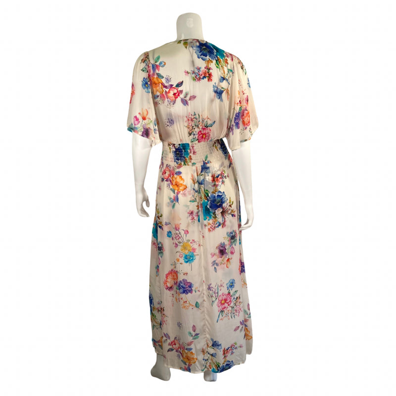 Load image into Gallery viewer, Tolani Cream Floral Maxi Dress on mannequin back view
