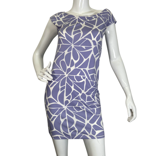 stylish preloved Tori Richard Unique Purple Dress with White Pattern