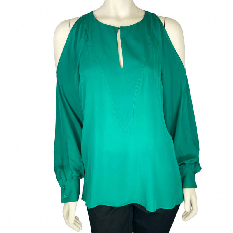 Load image into Gallery viewer, Emerald Green Long-sleeve Blouse (S)
