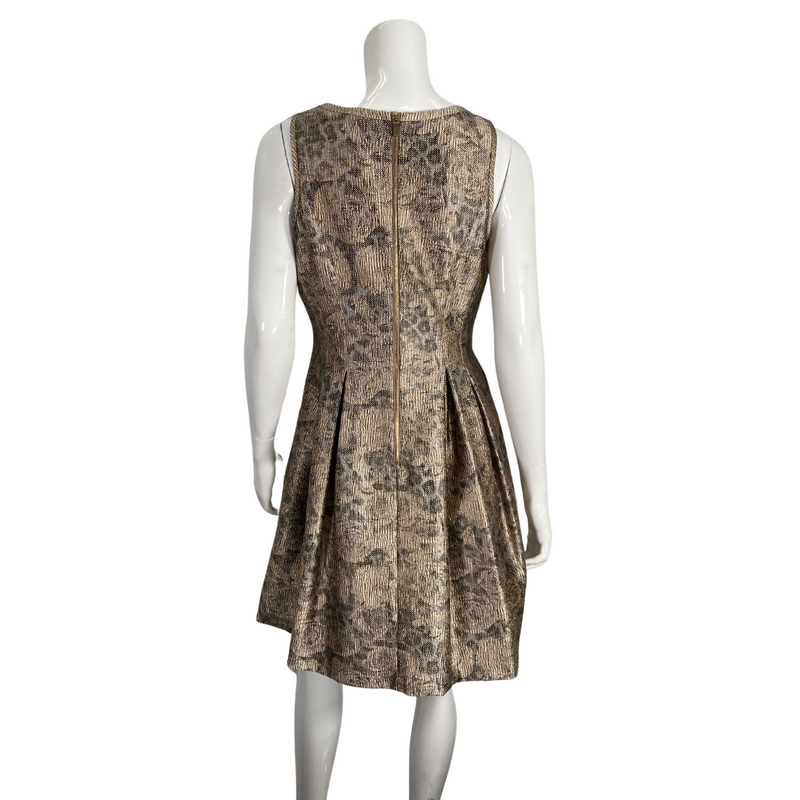 Load image into Gallery viewer, Vince Camuto Metallic Gold Dress on mannequin back view
