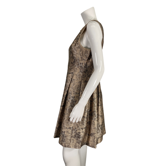 Vince Camuto Metallic Gold Dress on mannequin side view