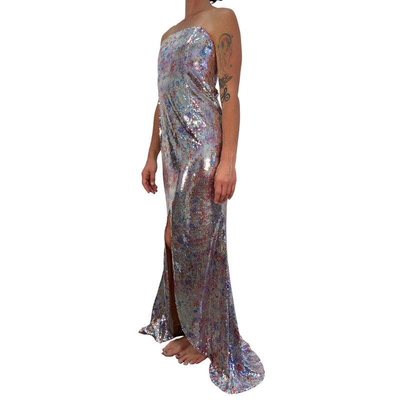 Load image into Gallery viewer, Faviana Couture Sequin Gown side view
