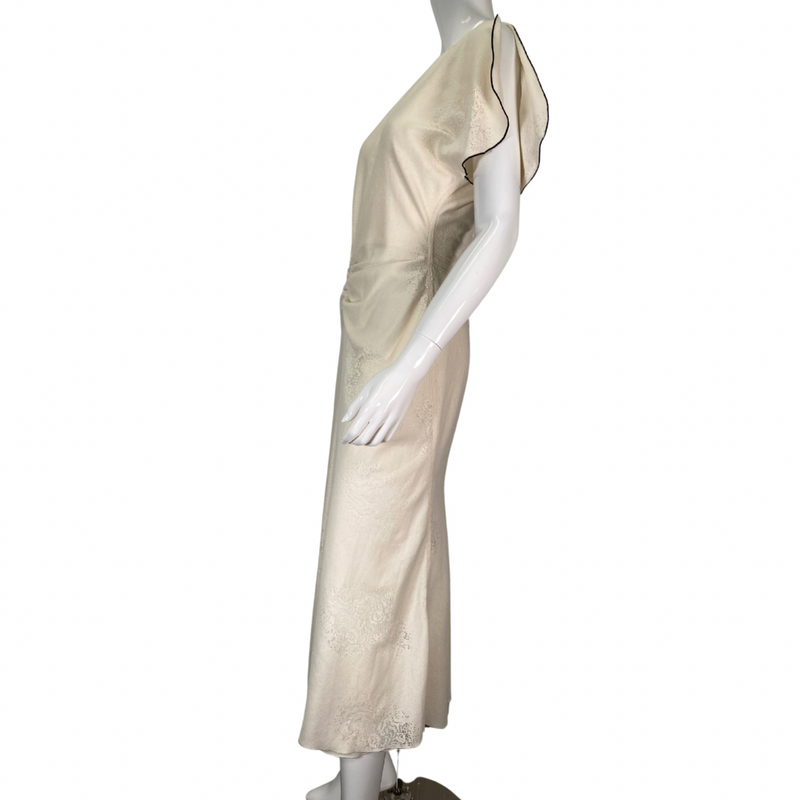 Load image into Gallery viewer, Victoria Backham Elegant Cream-Colored Dress on mannequin side view
