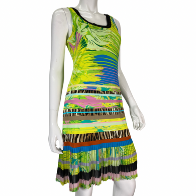 Roberto Cavalli Abstract Colorful Neon Dress on mannequin front view