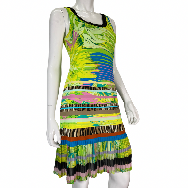 Load image into Gallery viewer, Roberto Cavalli Abstract Colorful Neon Dress on mannequin front view
