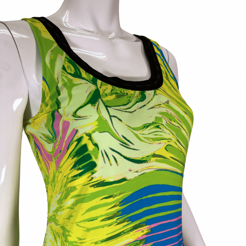 Load image into Gallery viewer, Roberto Cavalli Abstract Colorful Neon Dress on mannequin bust view
