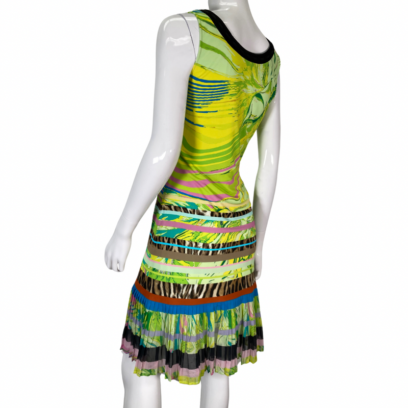 Load image into Gallery viewer, Roberto Cavalli Abstract Colorful Neon Dress on mannequin side view
