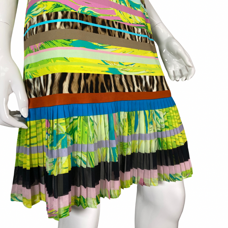 Load image into Gallery viewer, Roberto Cavalli Abstract Colorful Neon Dress on mannequin hem view
