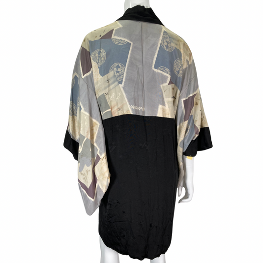 Black Silk Kimono on mannequin back view