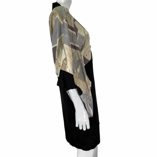 Black Silk Kimono on mannequin side view