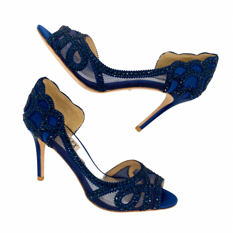 Load image into Gallery viewer, Badgley Mischka Sparkly Navy Heels
